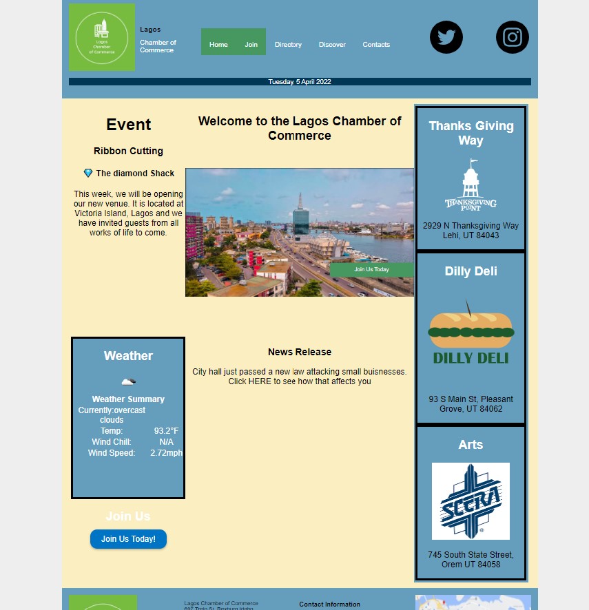 Lagos Chamber of Commerce webpage